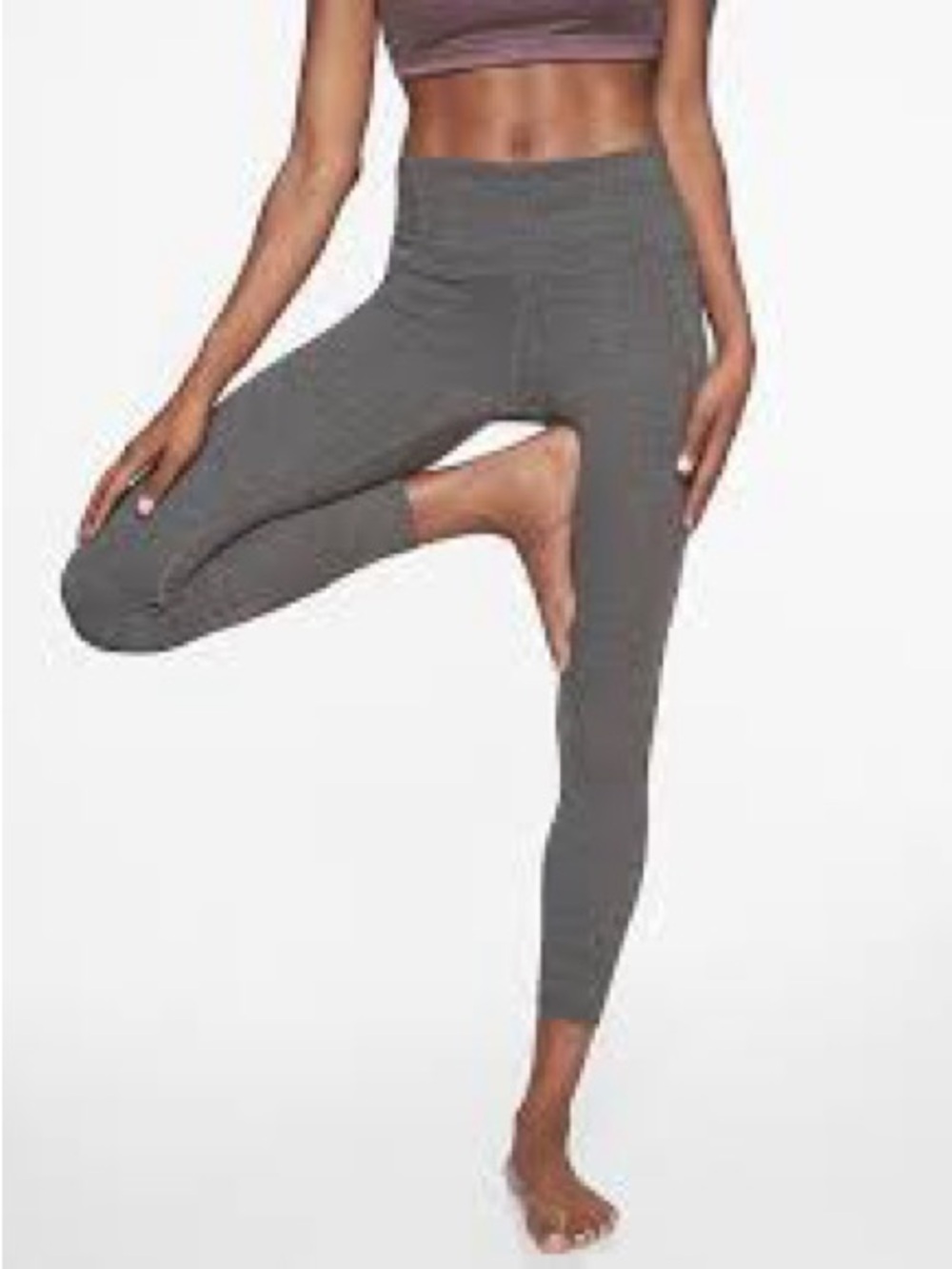 Athleta Marled Charcoal Salutation 7/8 Tight Leggings Gray medium